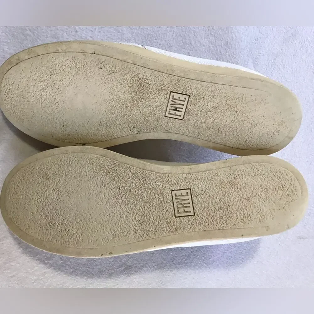 Frye womens 8 white leather slip on loafers sneakers casual athleisure minimal